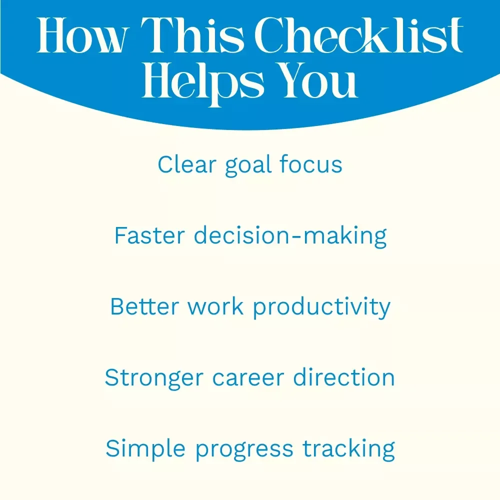 The “Goal Getter” Work Success Checklist | Career Goal Setting Checklist with examples of goals for work | Digital Download for Productivity & Professional Growth