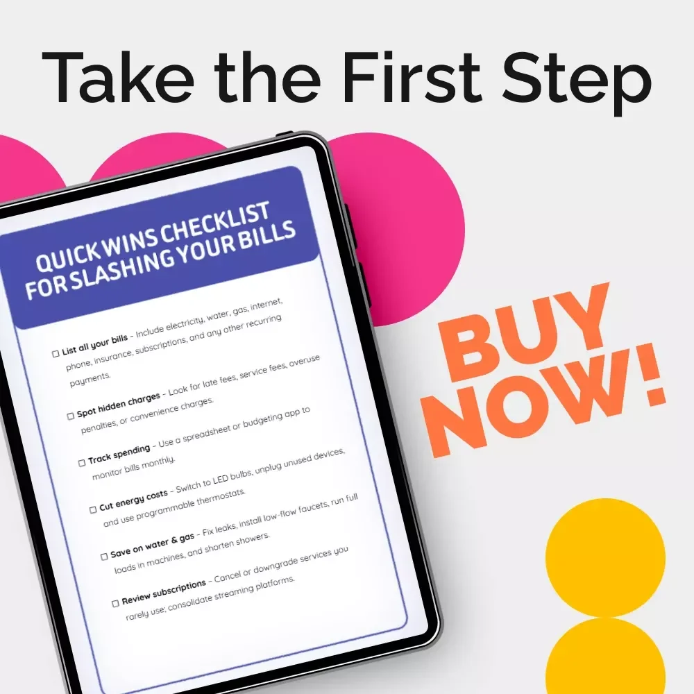 Quick Wins Checklist for Slashing Your Bills – Printable Money Saving Planner | Best Way to Save Money on Bills | Budgeting & Expense Tracker Digital Download
