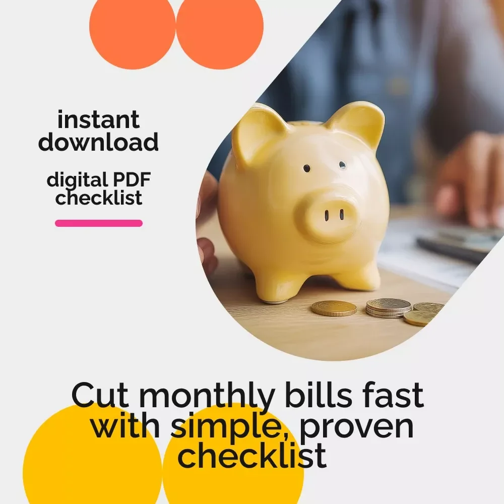 Quick Wins Checklist for Slashing Your Bills – Printable Money Saving Planner | Best Way to Save Money on Bills | Budgeting & Expense Tracker Digital Download