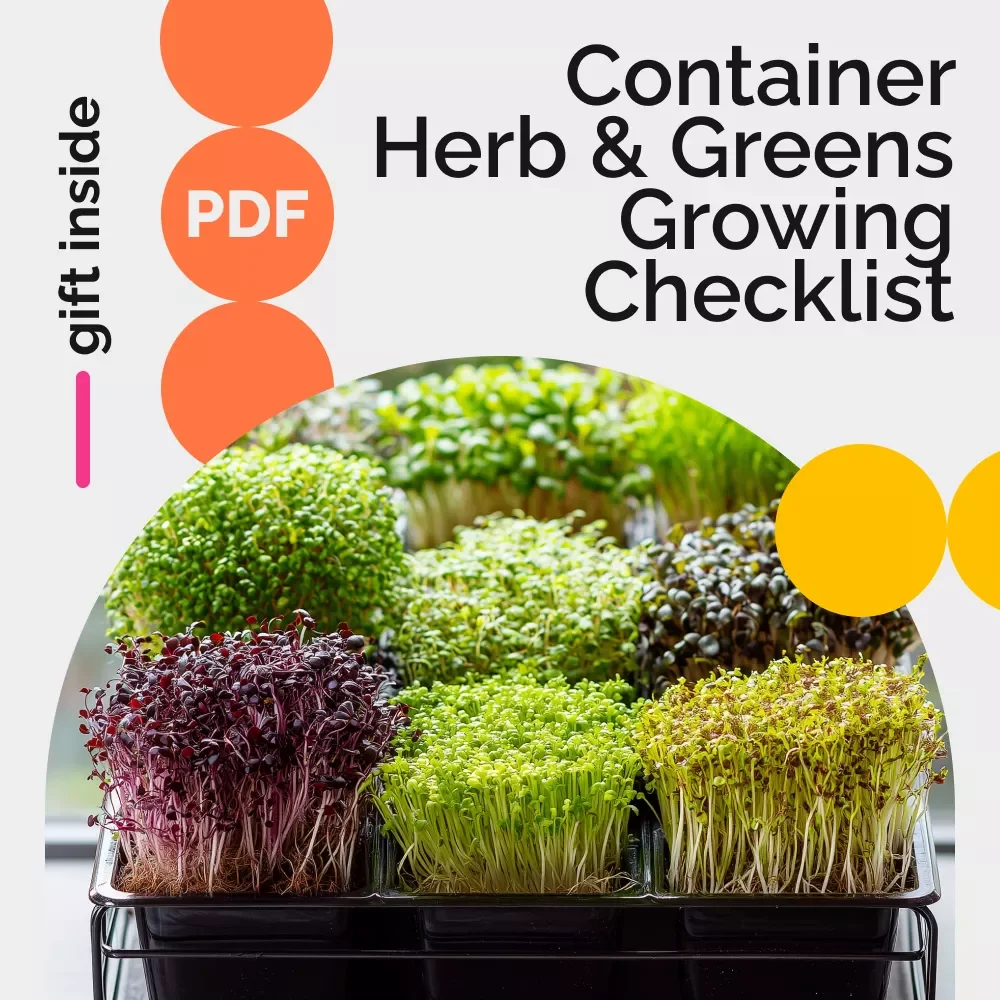 Container Herb & Greens Growing Checklist | Easy Guide on How to Grow Herbs or Greens in Containers | Printable Gardening PDF