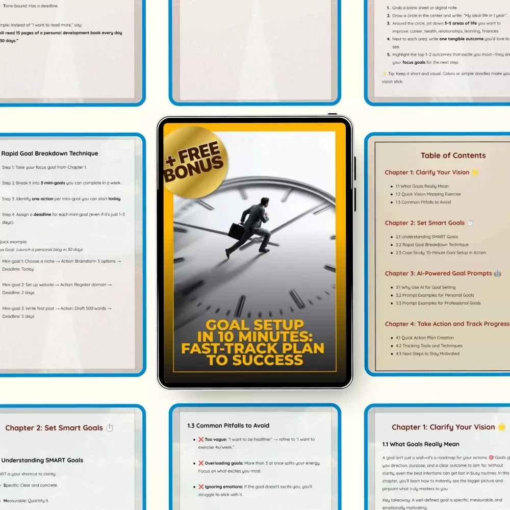Goal Setup in 10 Minutes: Fast-Track Plan to Success - Digital Download eBook, Guide, and Checklist