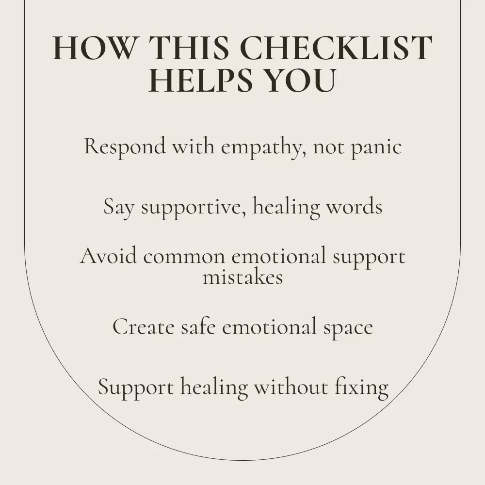The Heart-Healing Helper’s Checklist: 7 Steps to Support a Loved One Through Emotional Pain | Helping a Loved One Heal After Emotional Pain | Digital Emotional Support Checklist