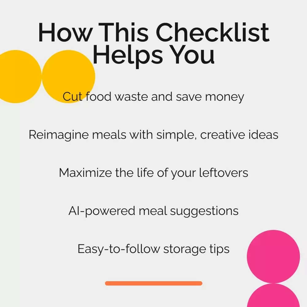 Leftovers to Gold: Creative Kitchen Reuse Checklist - Digital Download for Waste-Free Cooking