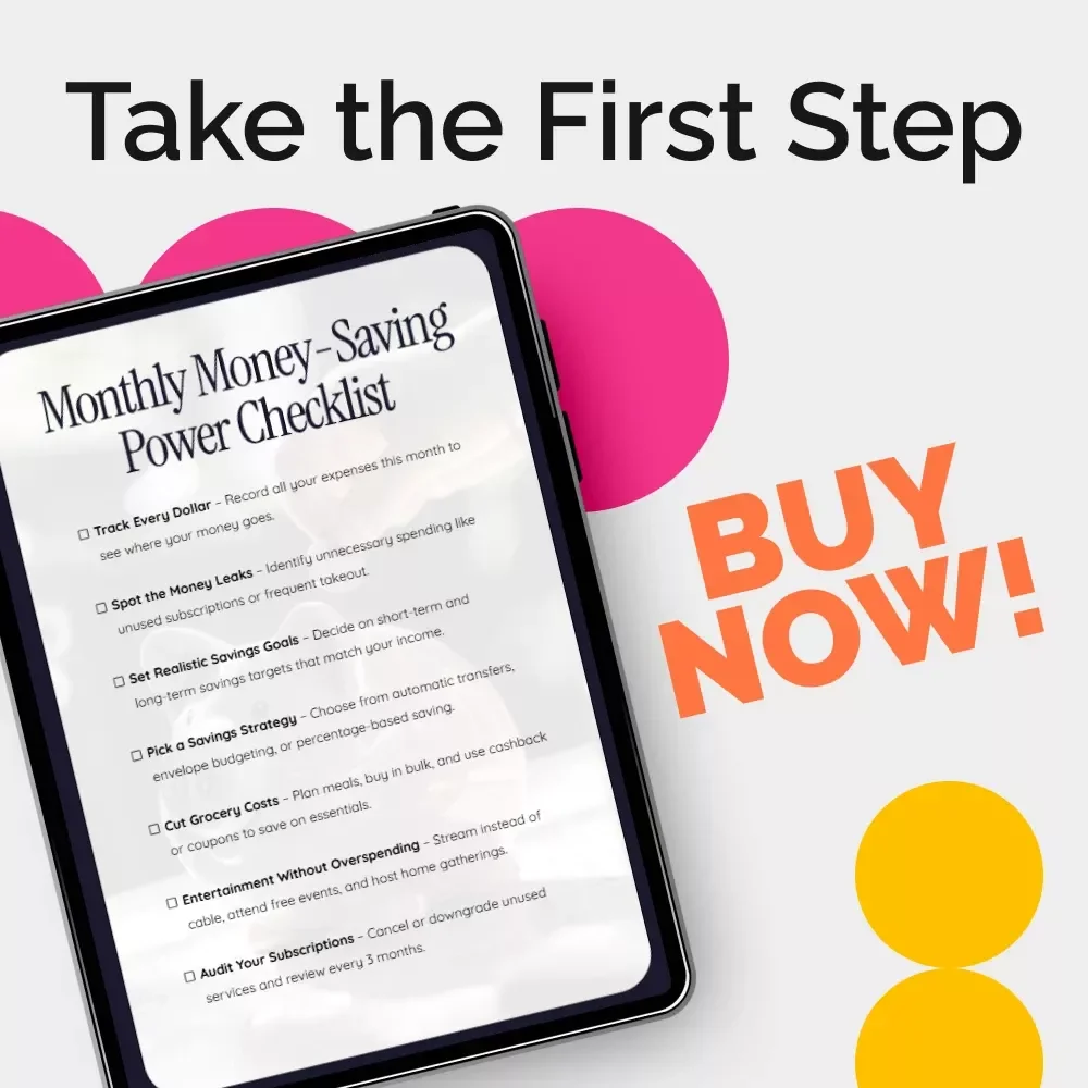 Monthly Money-Saving Power Checklist – Best Way to Save Money Monthly Printable Budget Planner, Personal Finance Digital Download
