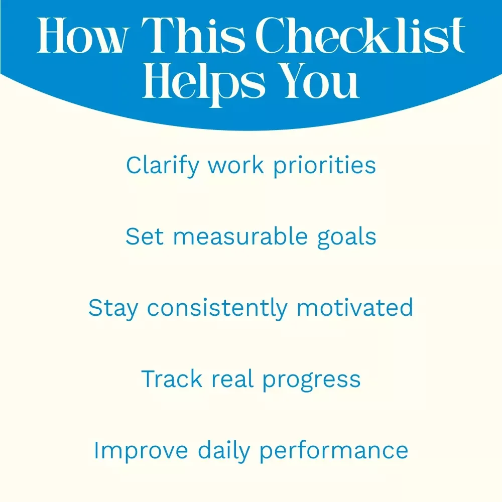 Checklist: Your Ultimate Performance Goals Gameplan | Digital Checklist with Examples of Performance Goals for Career Growth & Productivity