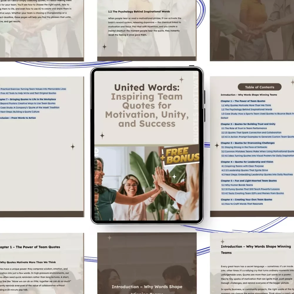 United Words: Inspiring Team Quotes for Motivation, Unity, and Success – eBook of Powerful Team Quotes, Leadership Wisdom, Humor, and Practical Guides for Workplace Motivation