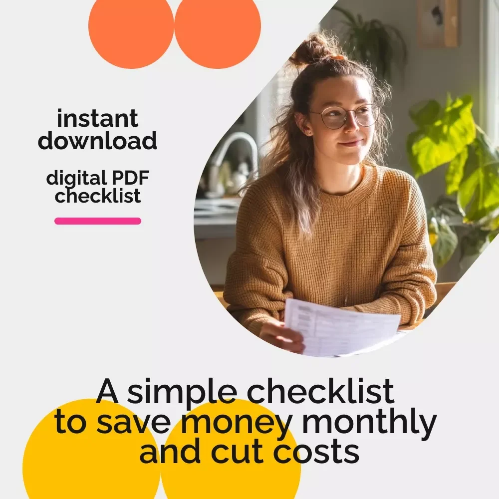 Smart Savings Checklist: Cutting Costs | Easy Way to Save Money Every Month Digital Budgeting Checklist