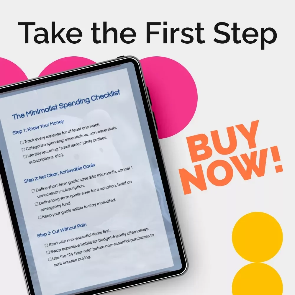 The Minimalist Spending Starter Checklist | Budgeting for Beginners, Simple Money Management Checklist, Minimalist Spending Basics for Beginners, Digital Download Printable