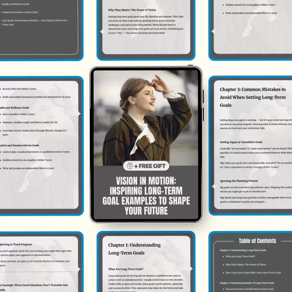 Vision in Motion: Inspiring Long-Term Goal Examples to Shape Your Future | Practical Guide with long term goals examples for Personal, Career & Financial Success