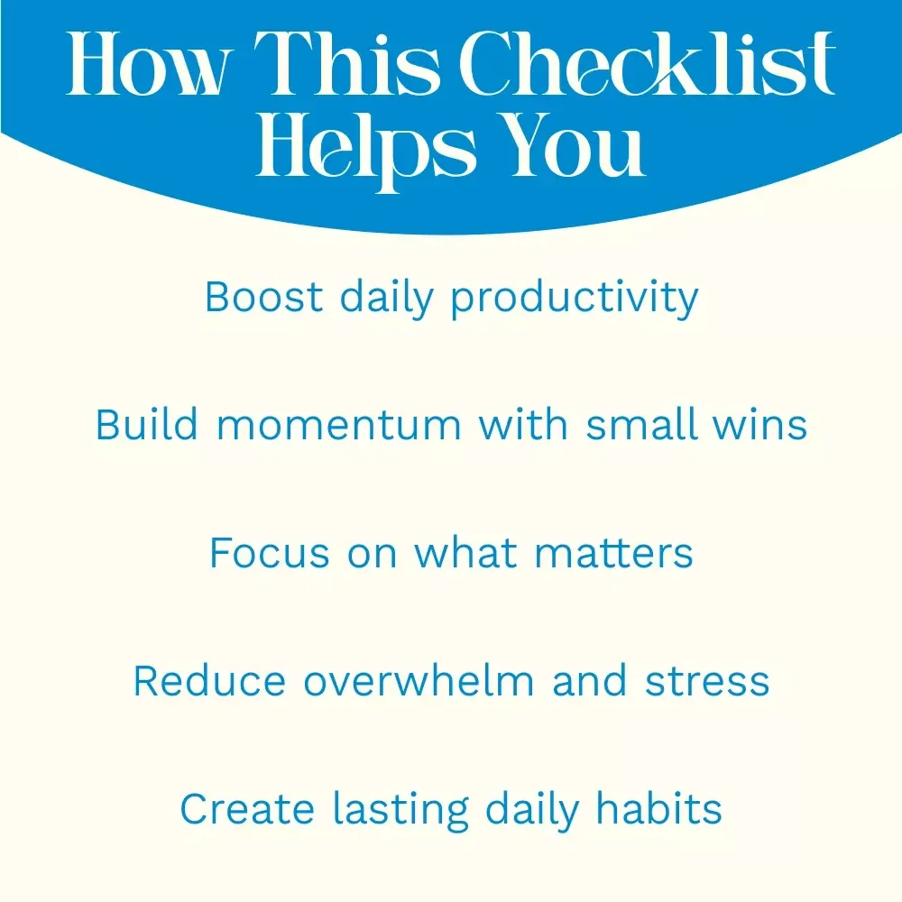 Your Daily Wins Checklist: Simple Steps to Master Your Day + How to Set Daily Goals for Yourself