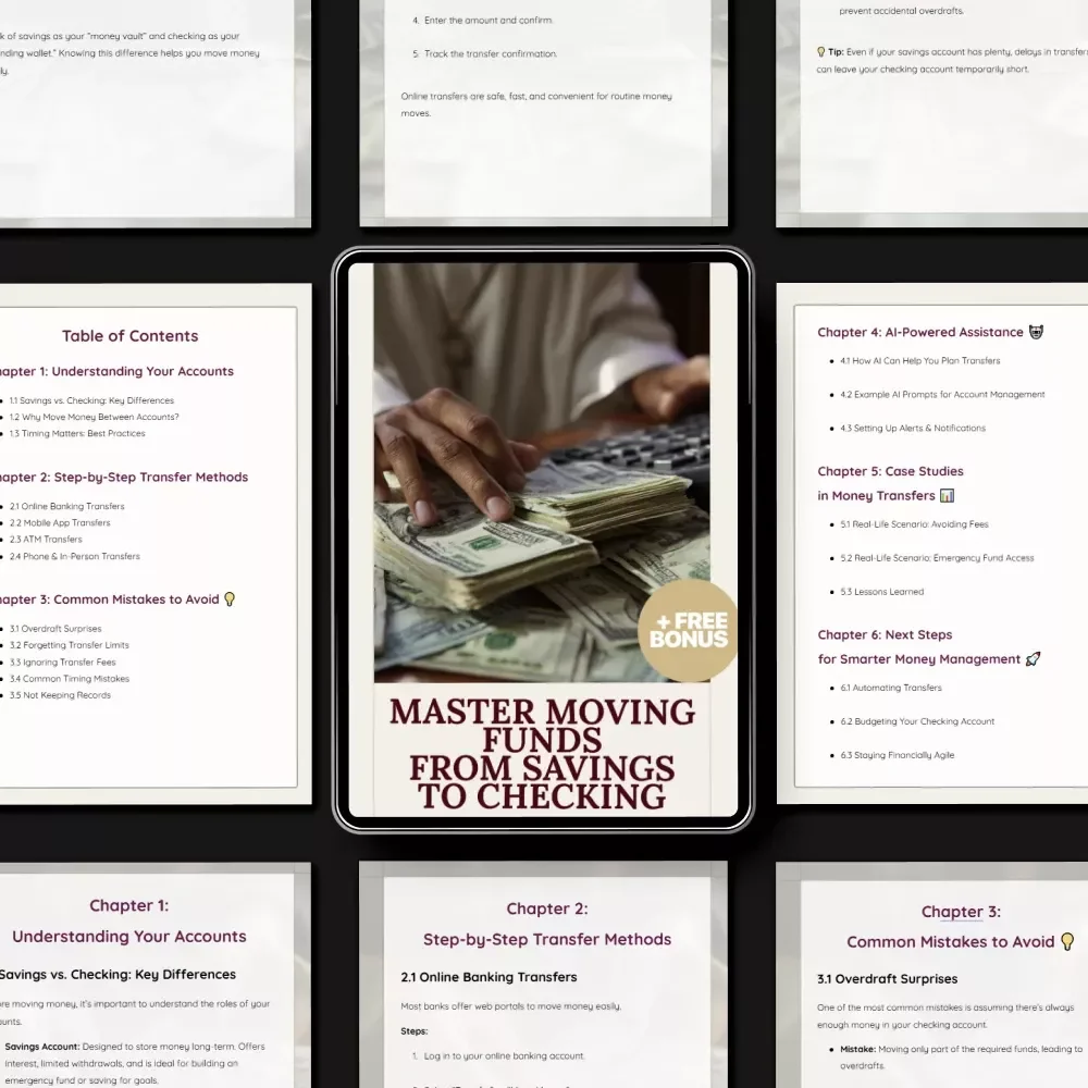 Master Moving Funds from Savings to Checking – The Ultimate Guide on How to Move Money From Savings to Checking Quickly, Safely & Without Fees | Digital Download Ebook