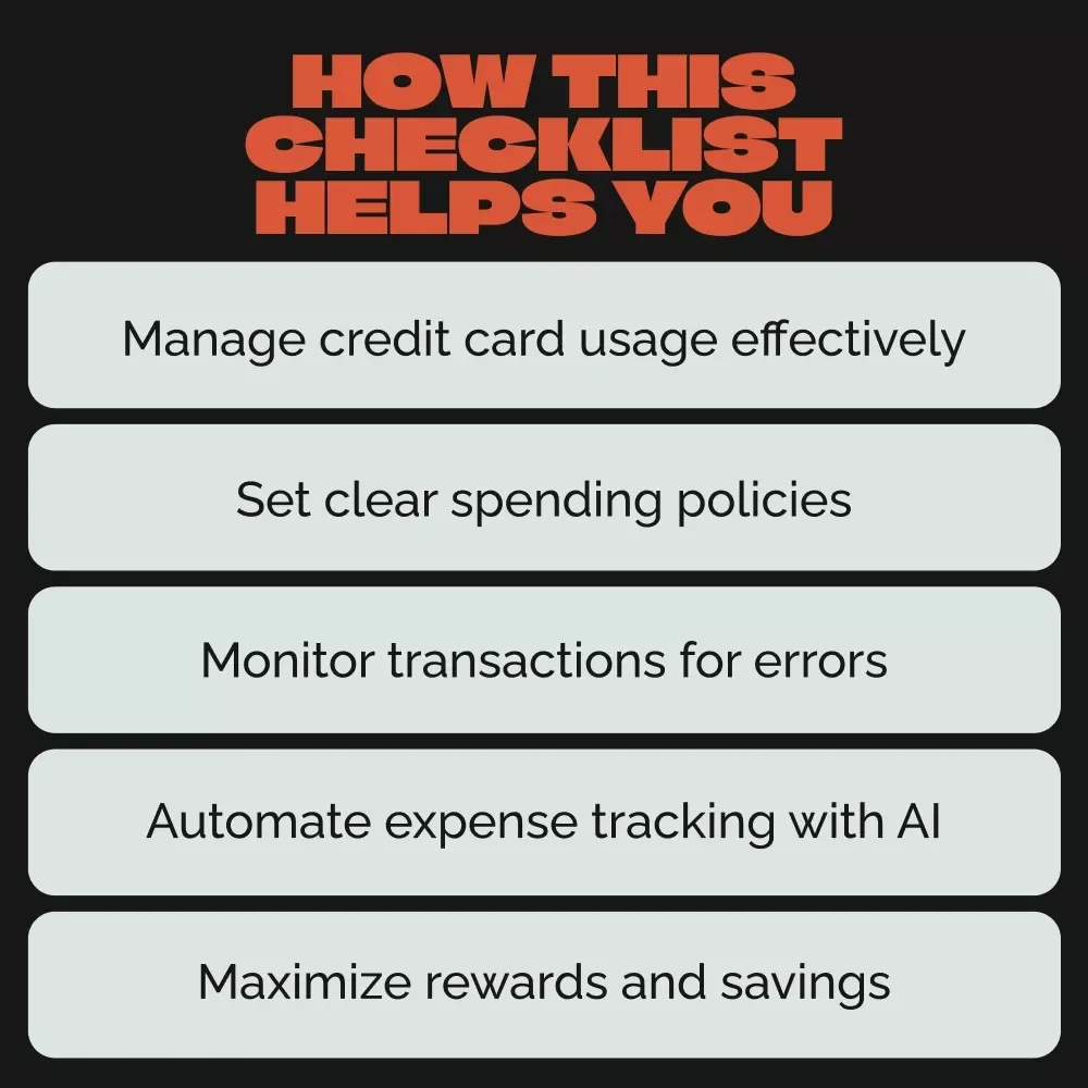 Employee Credit Card Command Center Checklist: Manage Employee Credit Cards & Maximize Efficiency