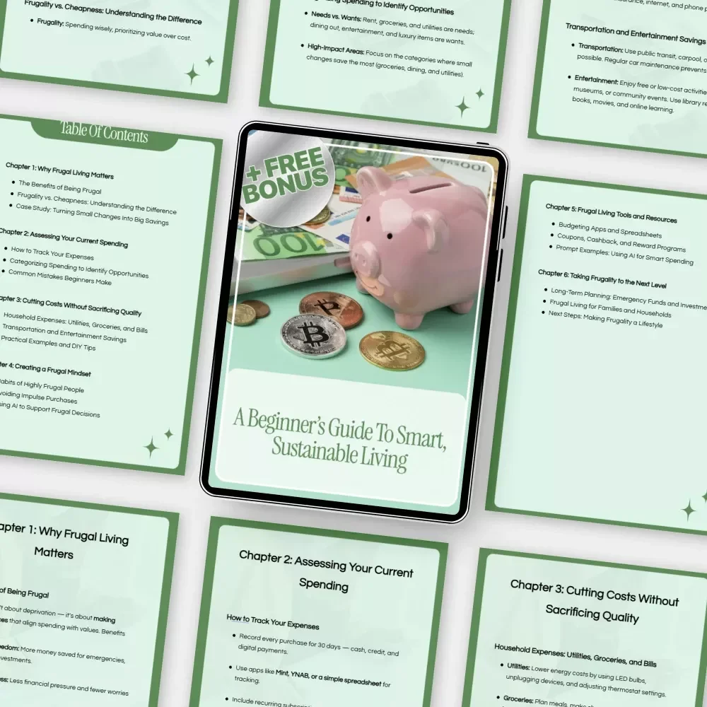 A Beginner’s Guide to Smart, Sustainable Living – Practical Ebook for Frugal Living for Beginners, Budgeting, Saving Money & Building a Sustainable Lifestyle