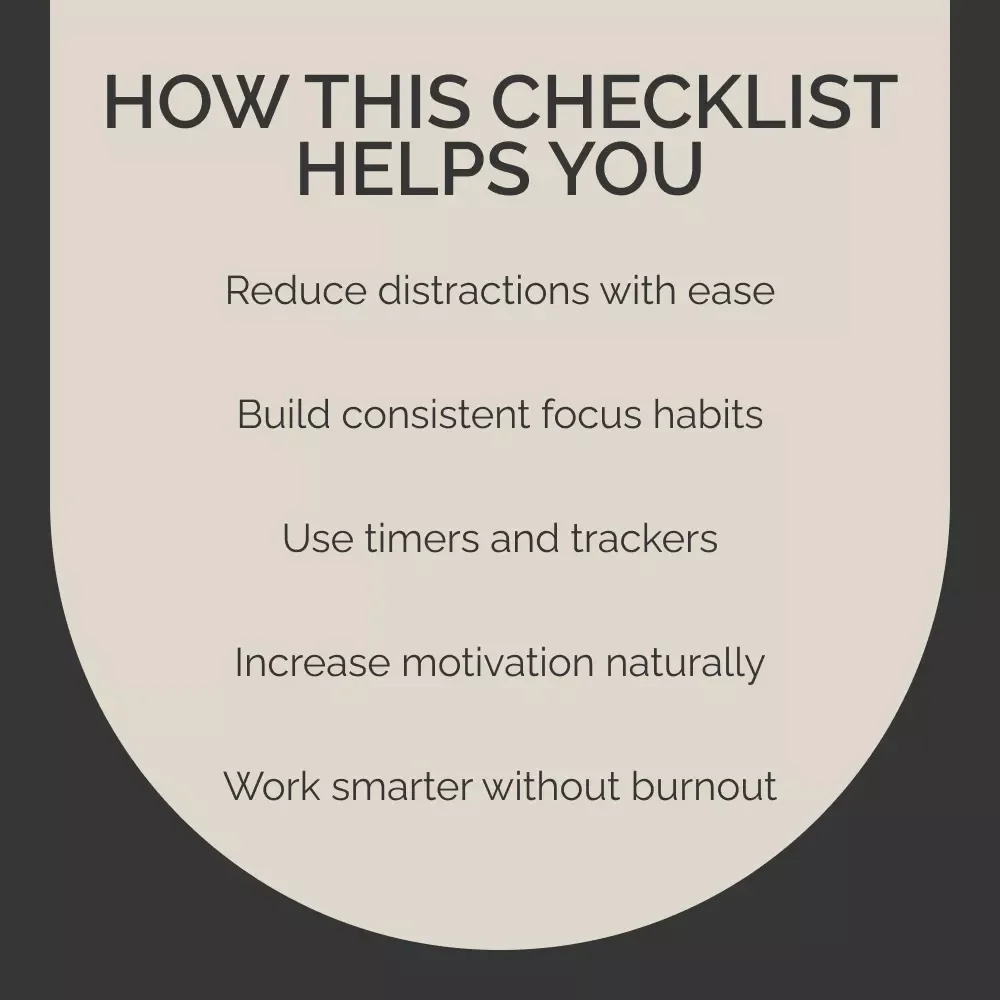 The Dopamine Focus Formula: Your Ultimate Action Checklist | Digital Productivity Checklist for How to use Focus Timers and Trackers Effectively