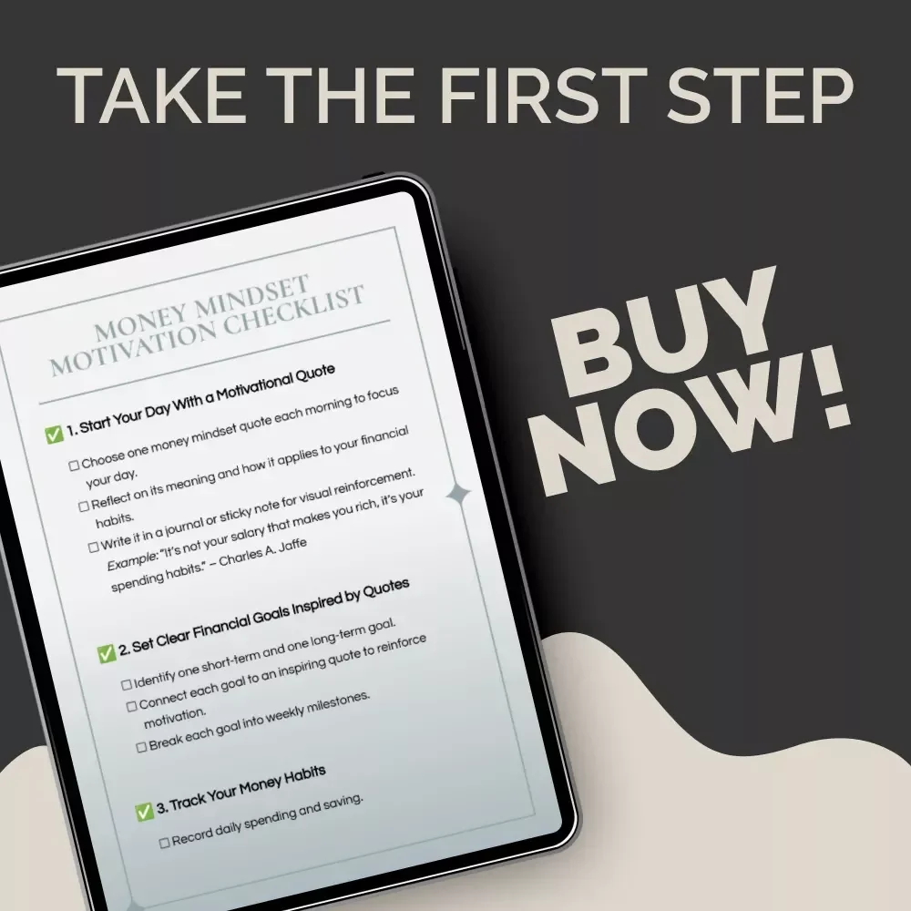 Money Mindset Motivation Checklist | Printable Financial Motivation | mindset money motivation quotes | Daily Wealth Habits Tracker | Digital Download