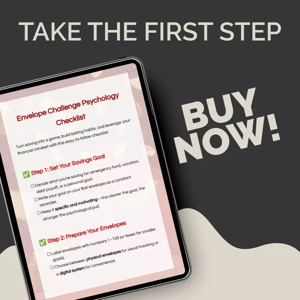 Envelope Challenge Psychology Checklist | Savings Psychology Behind Envelope Challenge | Budgeting Motivation Printable | Digital Savings Checklist