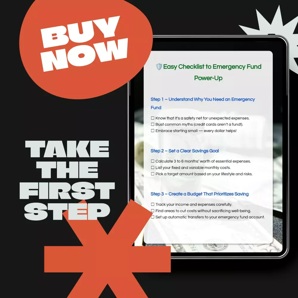 Easy Checklist to Emergency Fund Power-Up | Simple Step-by-Step Guide for How to Build Emergency Fund, Budgeting & Savings Planner, Instant Digital Download