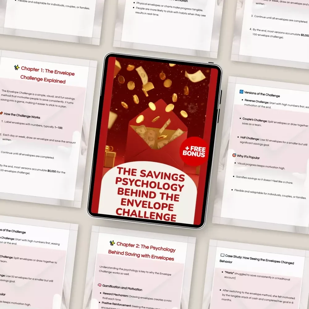 The Savings Psychology Behind the Envelope Challenge | Financial Mindset Guide, Budgeting PDF, Savings Psychology Behind Envelope Challenge, Money Motivation Guide