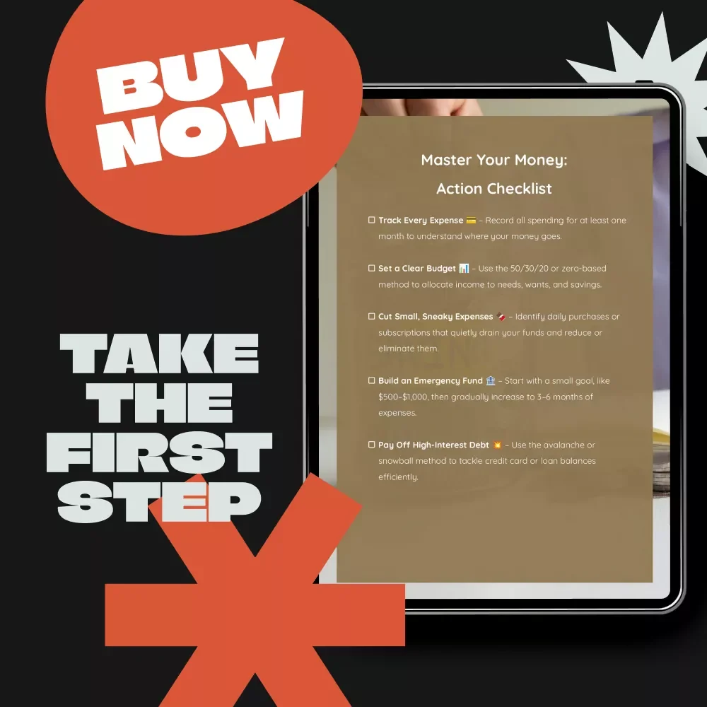 Master Your Money: Action Checklist – Simple System for Planning for Spending and Saving Money, Budget Control, Savings Goals, Digital Download