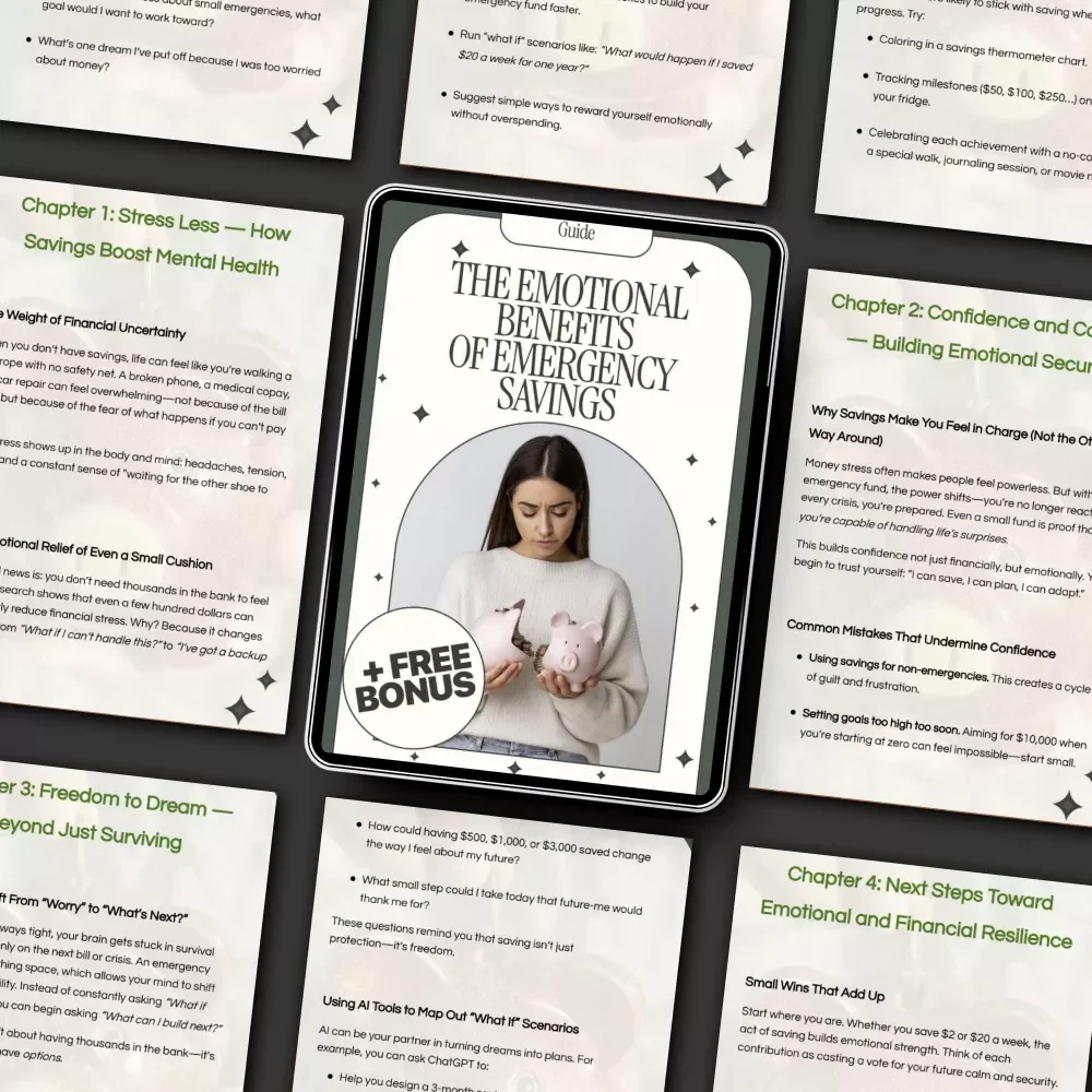 The Emotional Benefits of Emergency Savings Guide | Discover the Emotional Benefits of Emergency Savings for Stress Relief, Confidence & Financial Peace of Mind | Digital Download