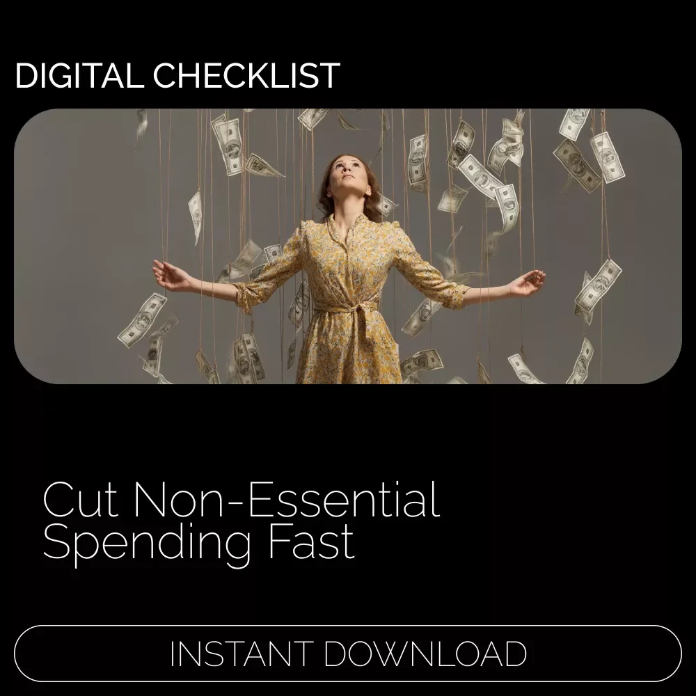 Slash Non-Essential Spending Like a Pro | Printable Budget Checklist | How to Cut Back on Non-Essential Spending | Digital Download Money-Saving Checklist