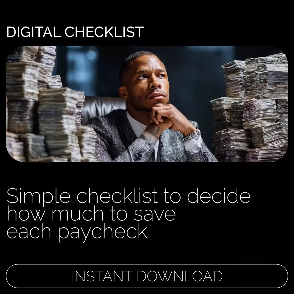 Paycheck Savings Checklist | Budget Planner Printable, How Much to Save Each Paycheck Guide, Simple Money Saving Checklist