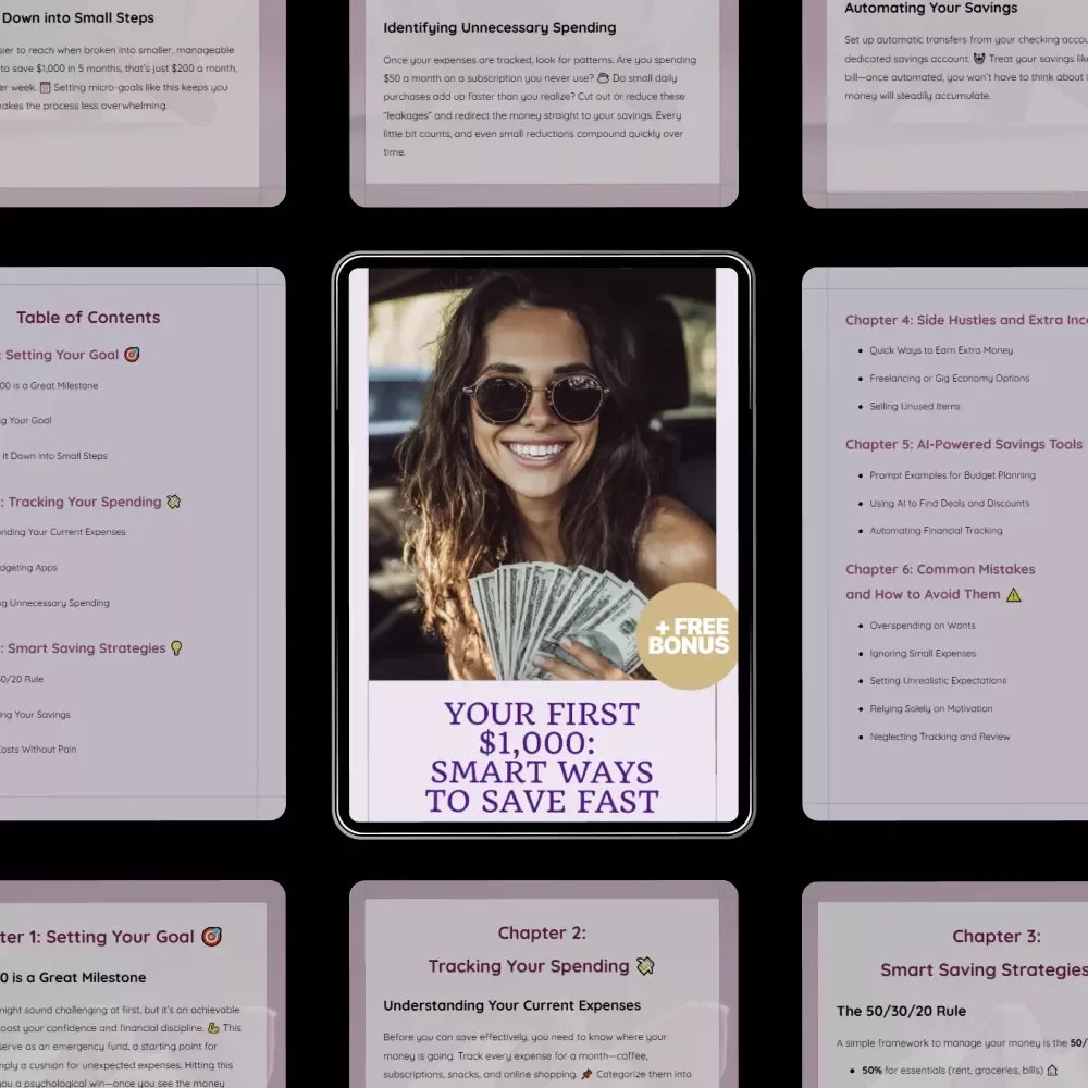 Your First $1,000: Smart Ways to Save Fast | How to Save 1000 Step-by-Step Beginner Savings Ebook & Money Planning Guide