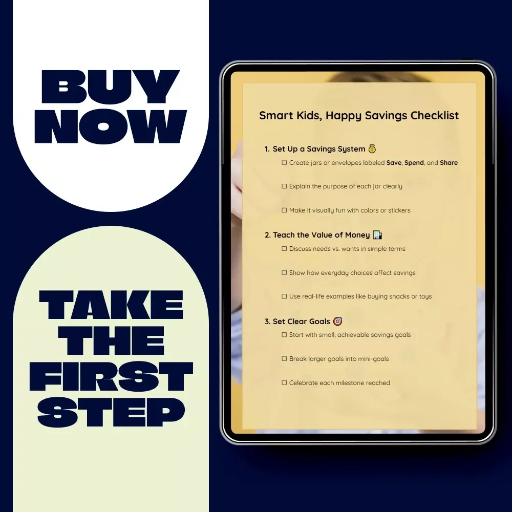 Smart Kids, Happy Savings Checklist – How to Save Money for Kids Printable Guide, Financial Literacy Activity, Goal Setting & Money Management Tool