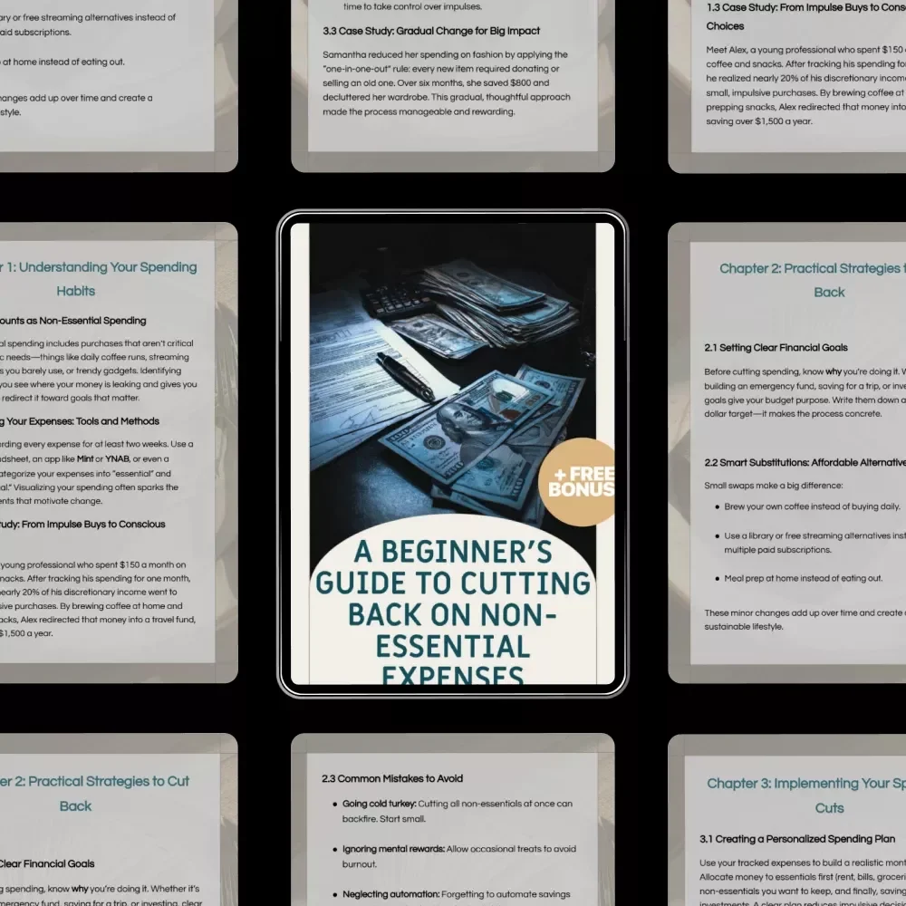 A Beginner’s Guide to Cutting Back on Non-Essential Expenses | Digital Budgeting Guide for Smart Spending | How to Cut Back on Non-Essential Spending | Minimalist Money Workbook | Financial Wellness PDF