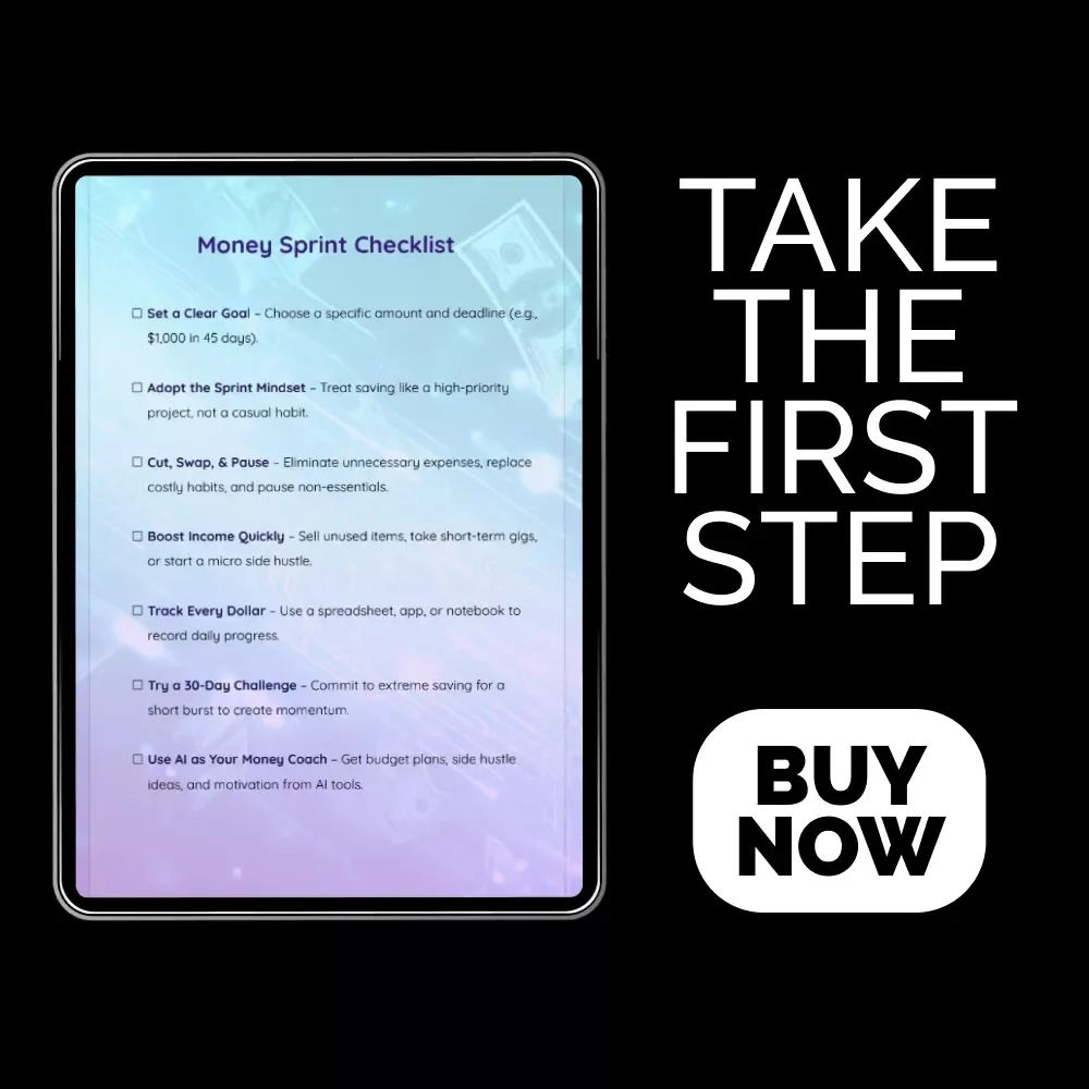 Money Sprint Checklist | How to Save Up Money Fast | Budget Planner | Savings Challenge | Digital Download