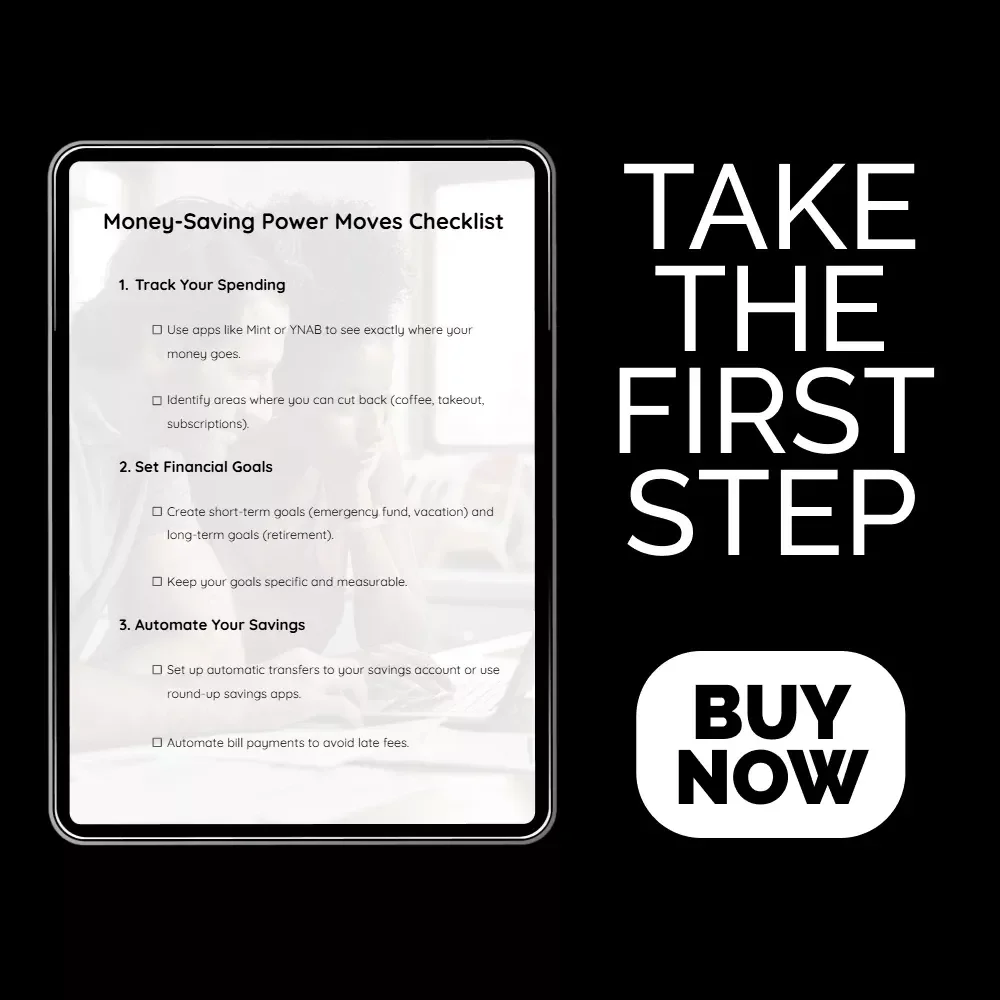 Money-Saving Power Moves Checklist | Simple Ways on How to Save Money, Budget Smarter & Build Better Habits