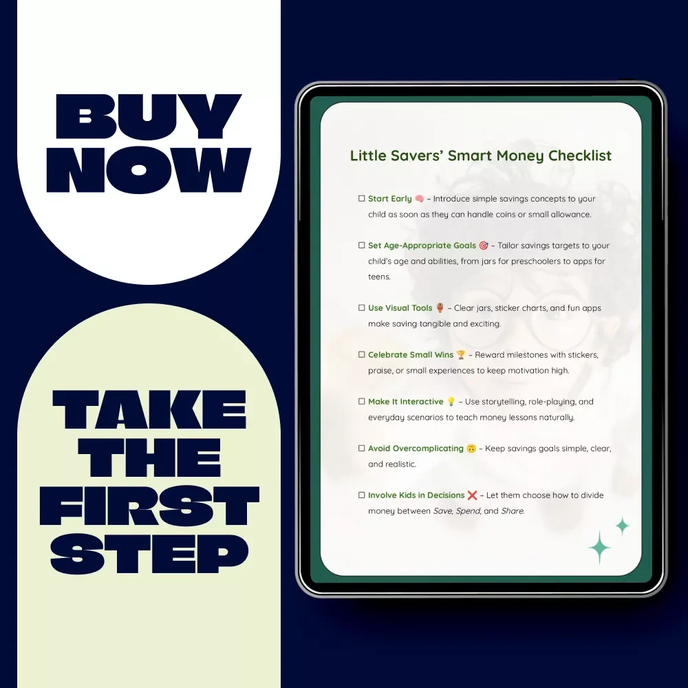 Little Savers’ Smart Money Checklist – Fun Kids Savings Goals Teaching Tips for Parents, Families & Classrooms | Printable Money Habits Guide
