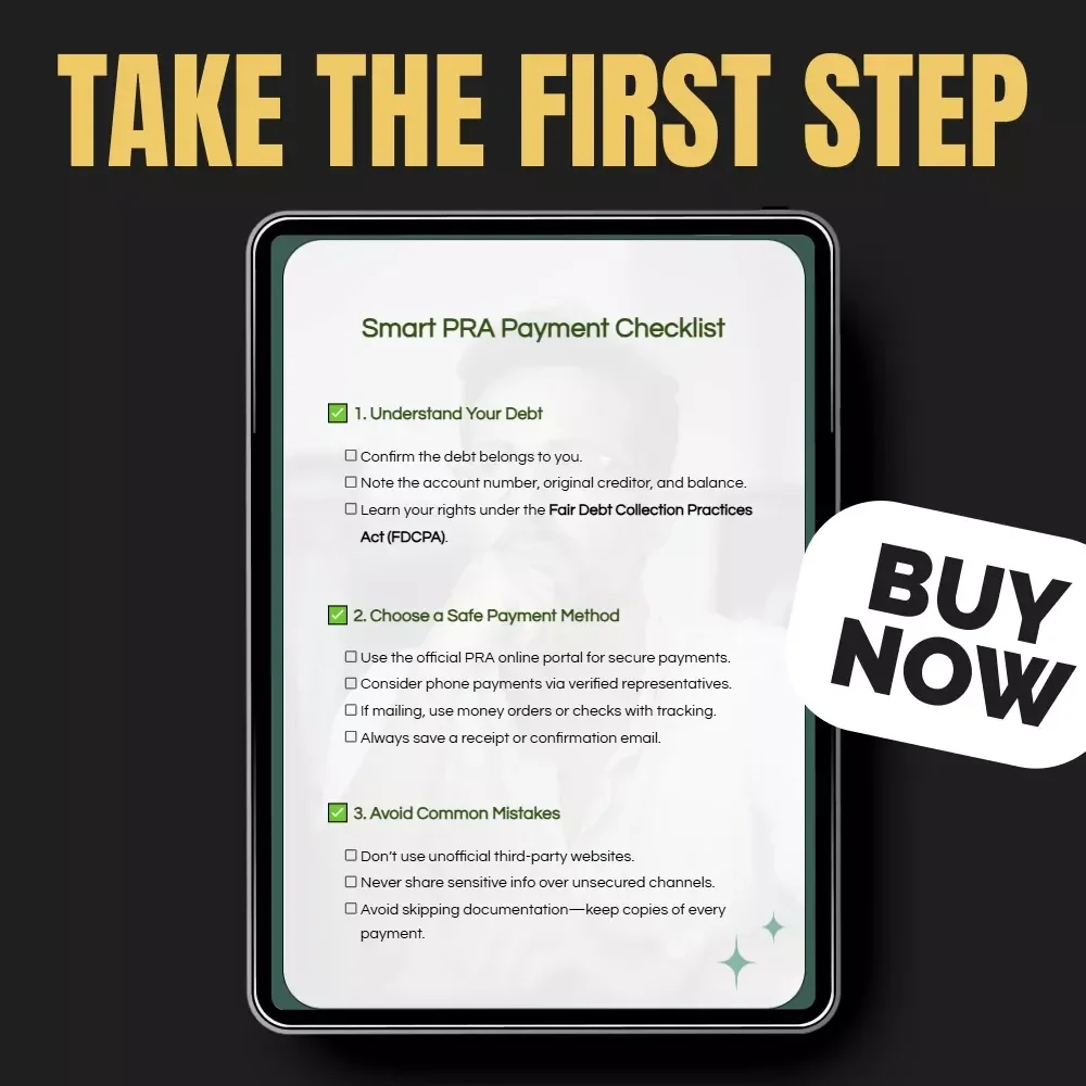 Smart PRA Payment Checklist – Step-by-Step Guide on How to Pay Portfolio Recovery Associates Safely & Correctly | Debt Payment Organizer Digital Download