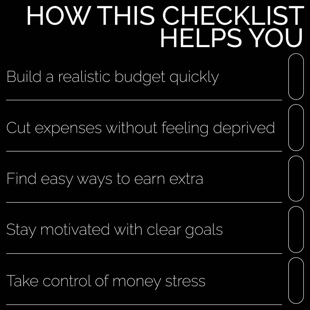 Quick & Easy Money-Saving Checklist | How to Save Money Fast Digital Checklist for Budgeting, Cutting Expenses & Boosting Income