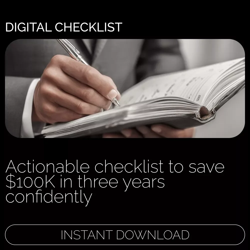 The 100K in 3 Years Action Checklist | Step-by-Step Savings Planner & Smart Money System for How to Save 100K in 3 Years