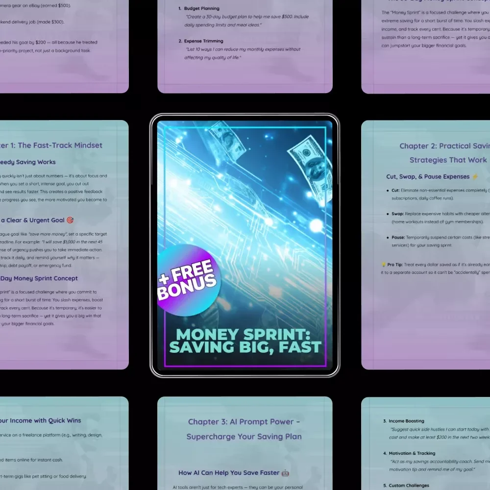 Money Sprint: Saving Big, Fast — Digital Guide for Rapid Savings | How to Save Up Money Fast | 30-Day Savings Plan | Budgeting & AI Tools
