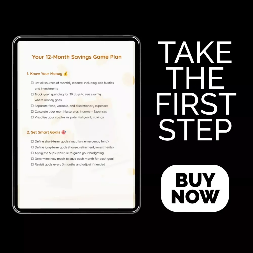 Your 12-Month Savings Game Plan Checklist | Digital Download for Budgeting, Yearly Savings Planning & “how much can i save in a year” Goals