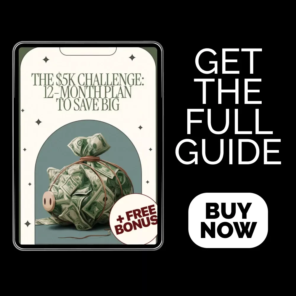 The $5K Challenge: 12-Month Plan to Save Big – Financial Guide for How to Save $5000 in a Year, Budgeting Tips, Money-Saving Strategy Guide, Printable Savings Planner