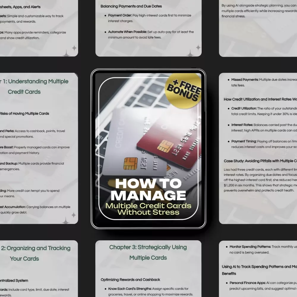 How to Manage Multiple Credit Cards Without Stress – The Ultimate Guide on how to manage multiple credit cards, Budgeting, Rewards Optimization & Financial Organization Digital Download