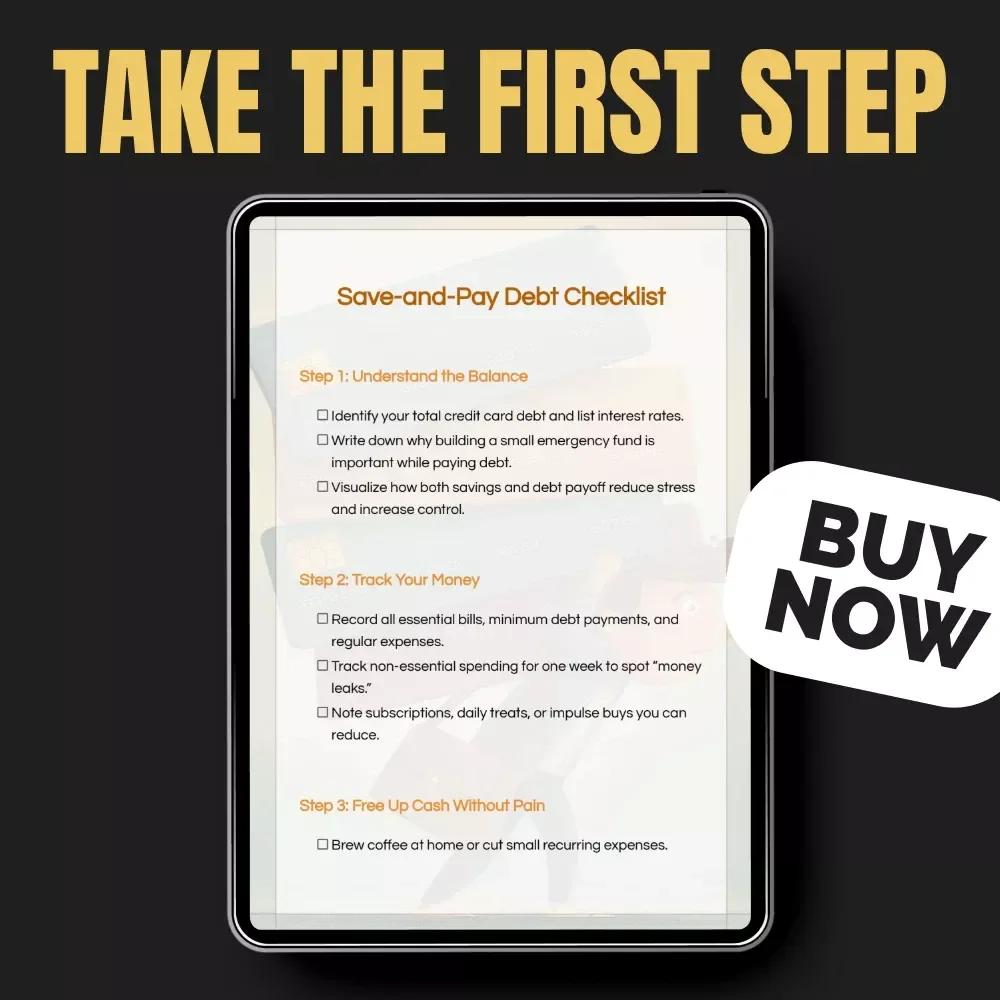 Save-and-Pay Debt Checklist - Achieve Financial Freedom While Paying Off Credit Card Debt