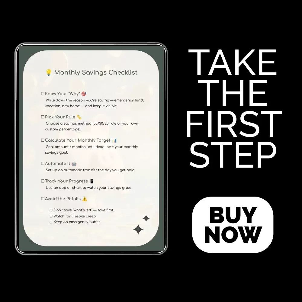 💡 Monthly Savings Checklist | Simple Budget Planner to Decide how much to save per month | Easy Money Goals & Automated Saving System