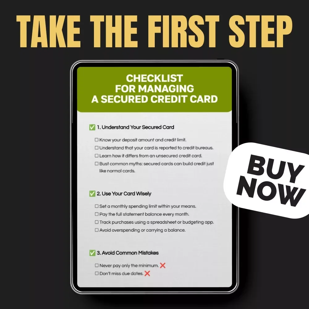 Checklist for Managing a Secured Credit Card – Printable Finance Checklist, How to Manage a Secured Credit Card Guide, Credit-Building Digital Download