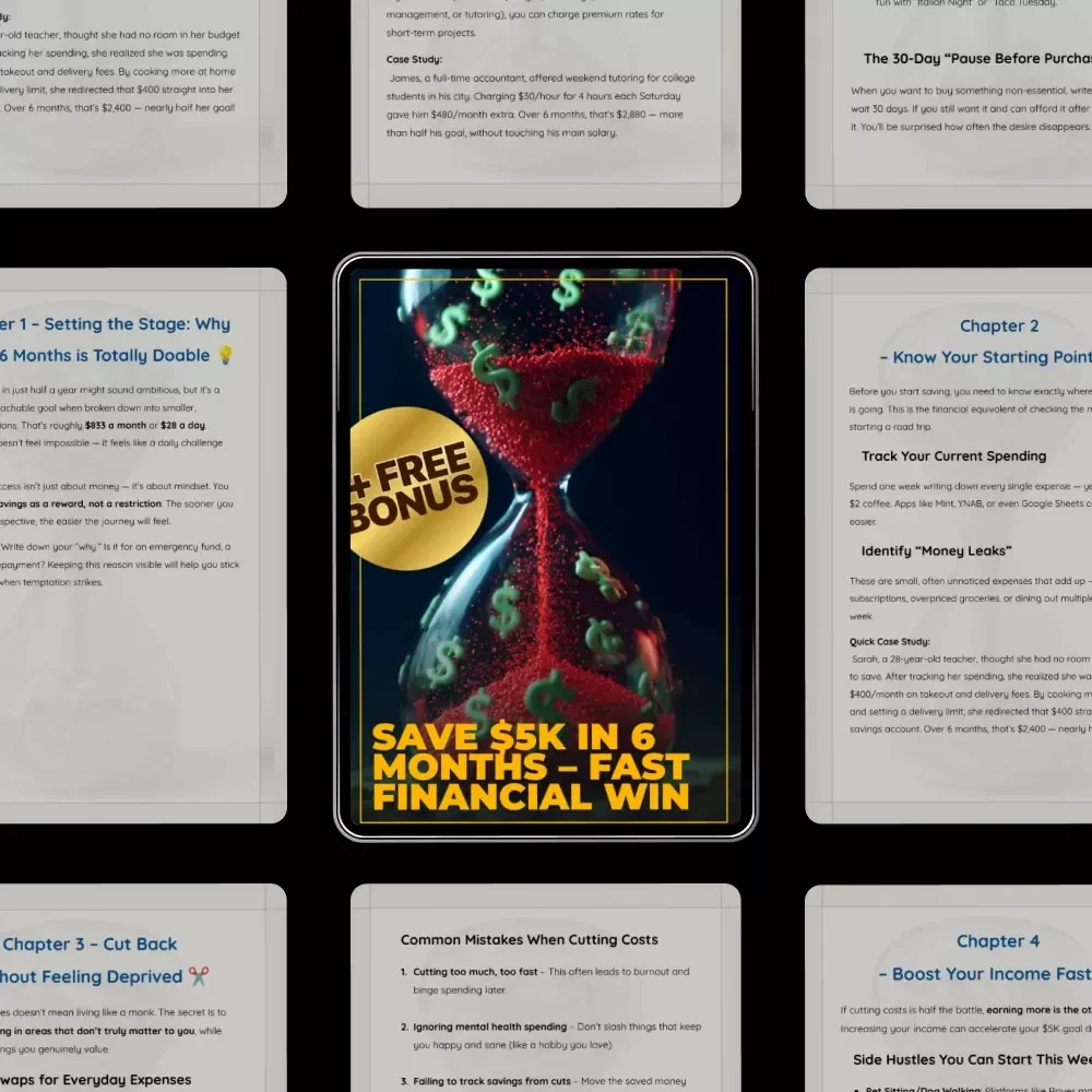 Save $5K in 6 Months – Fast Financial Win | how to save 5k in 6 months Guide | Budget Planner eBook for Beginners | Digital Savings Workbook