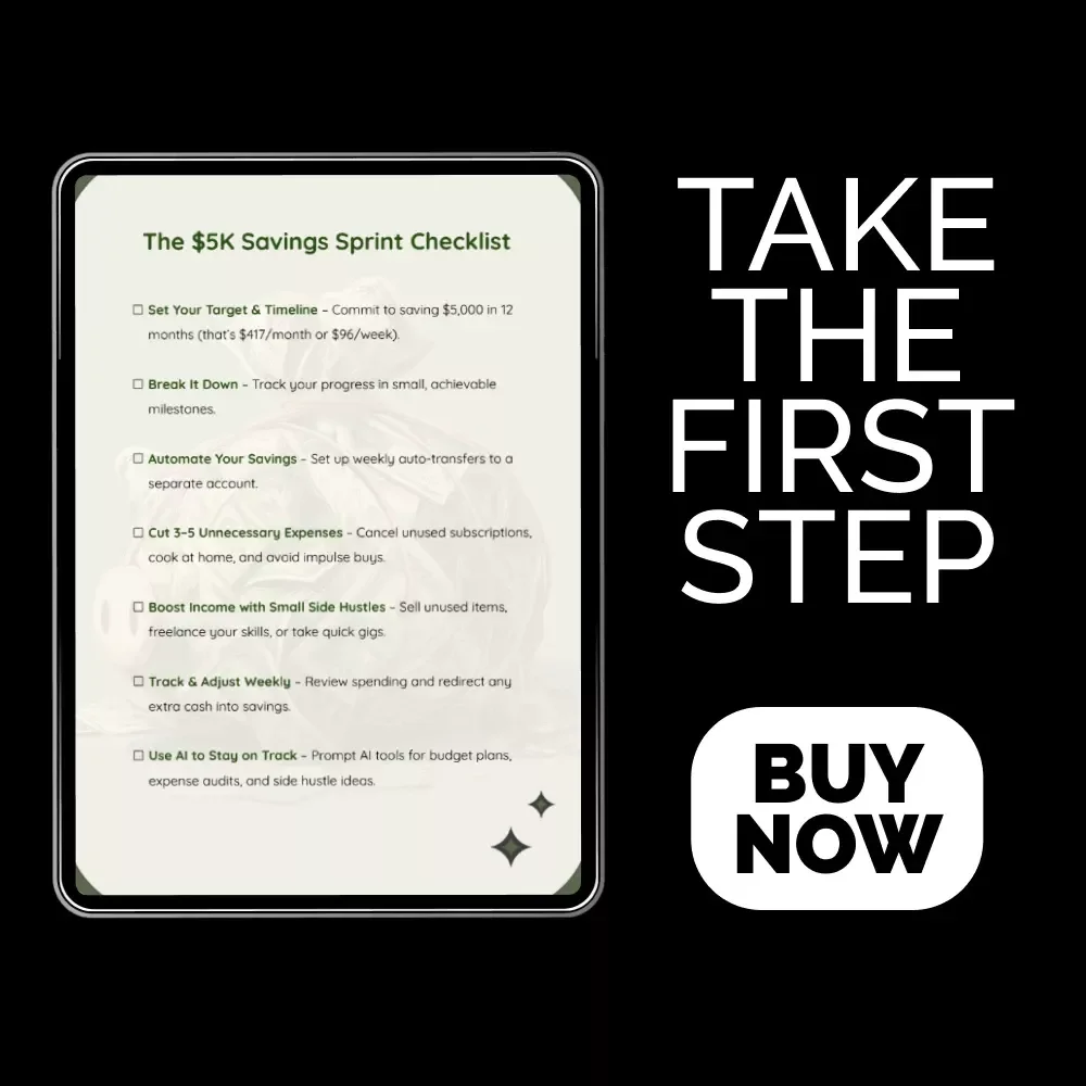 The $5K Savings Sprint Checklist | How to Save $5000 in a Year | Budget Planner, Savings Tracker, Personal Finance Printable, Digital Download