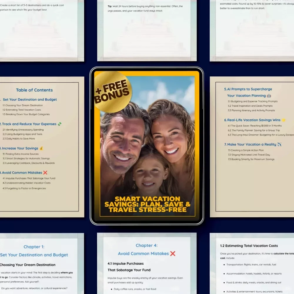 Smart Vacation Savings: Plan, Save & Travel Stress-Free - The Ultimate eBook Guide to Saving Money for Your Dream Vacation