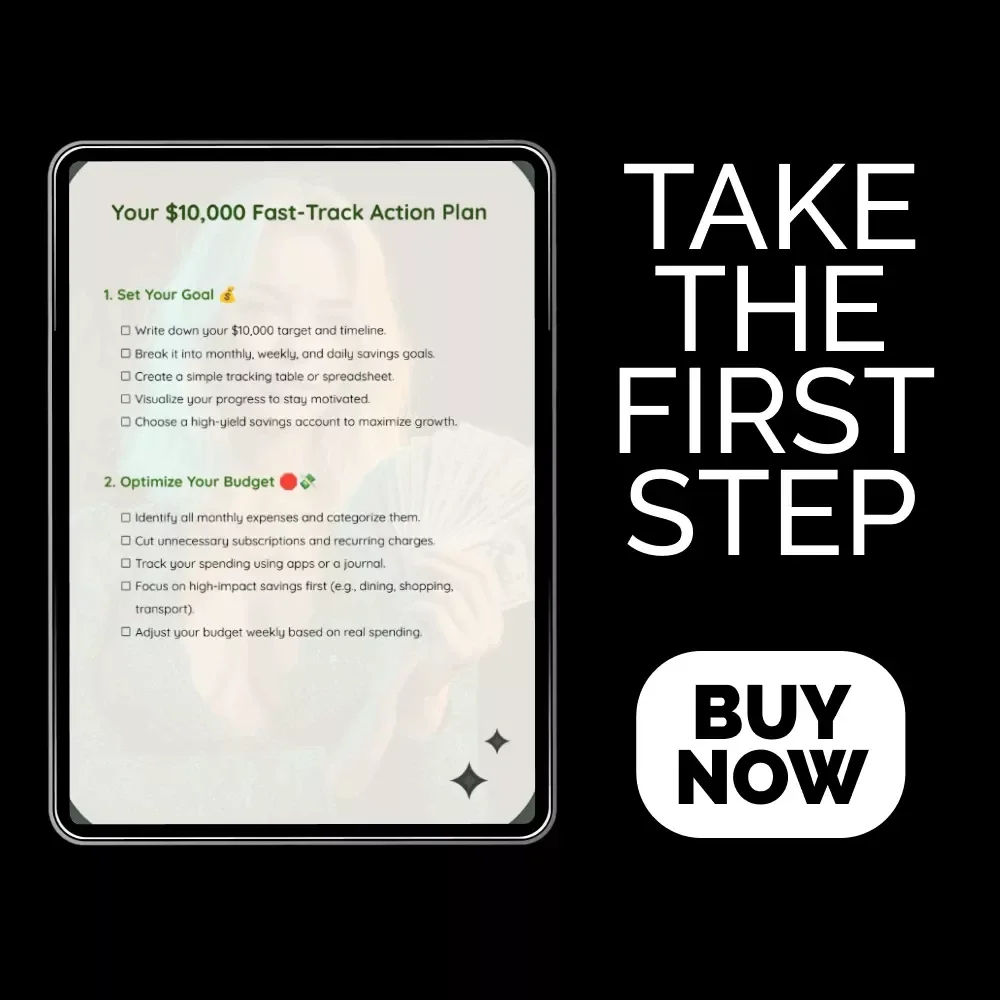 Your $10,000 Fast-Track Action Plan | Savings Checklist for Beginners | Digital Download | Budget Planner | How to Save $10000 in 6 Months Calculator Checklist