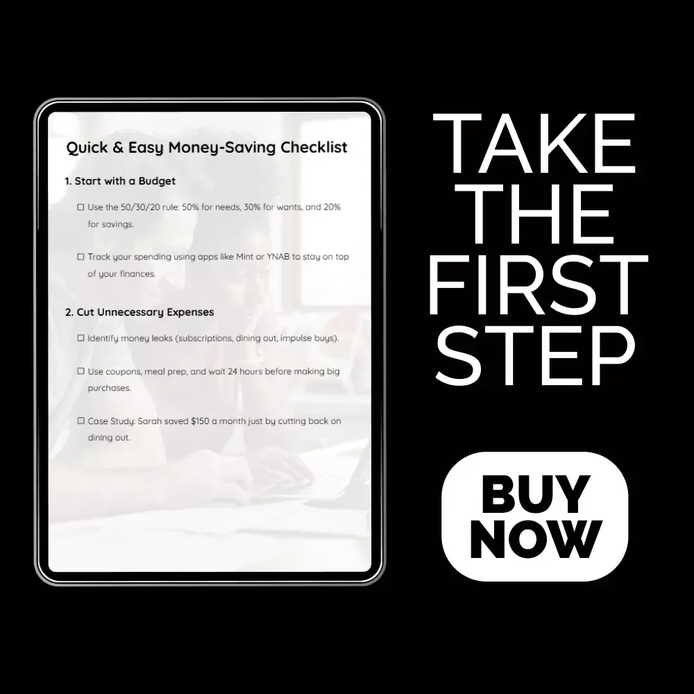 Quick & Easy Money-Saving Checklist | How to Save Money Fast Digital Checklist for Budgeting, Cutting Expenses & Boosting Income