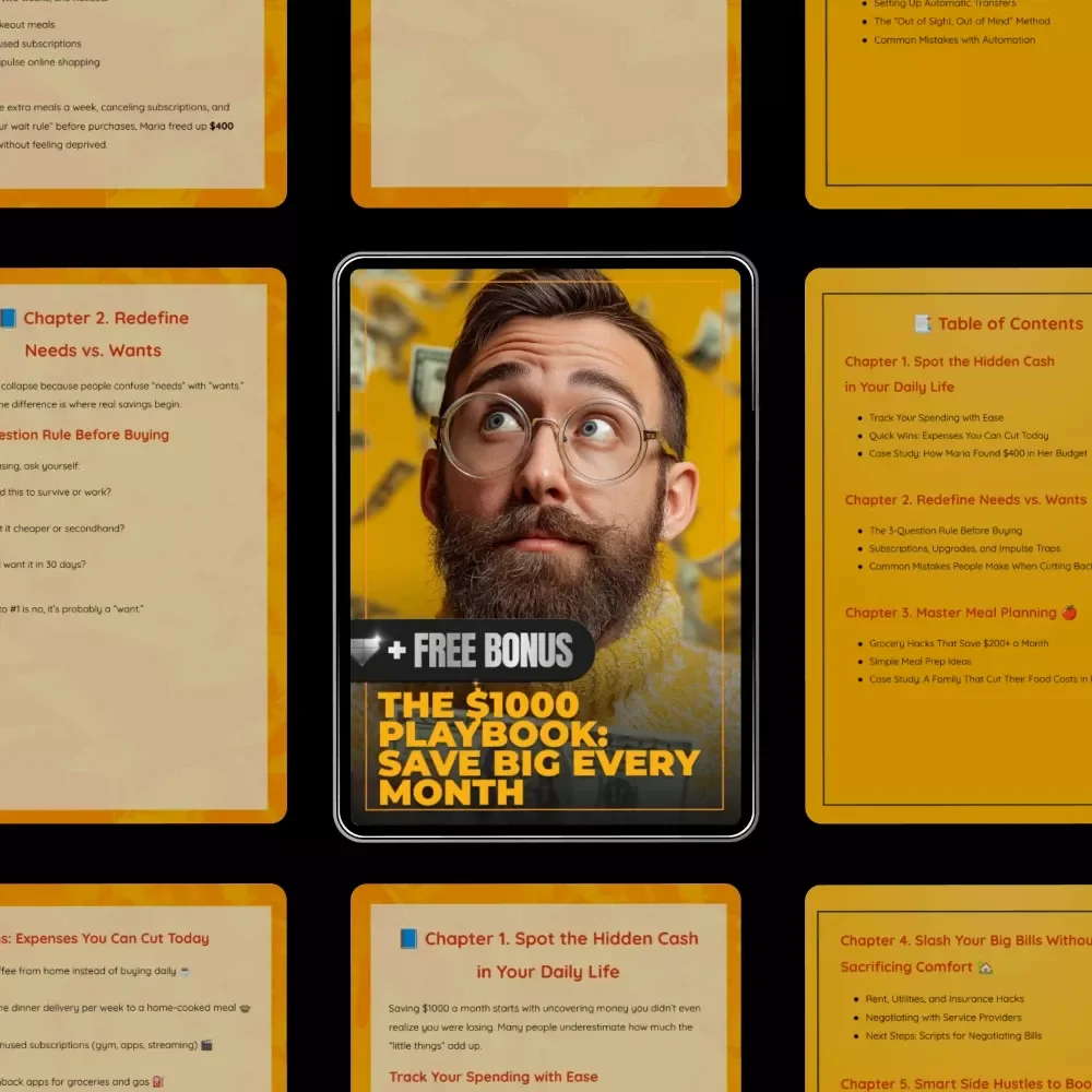 The $1000 Playbook: Save Big Every Month - Ultimate Guide to Cutting Expenses & Boosting Savings