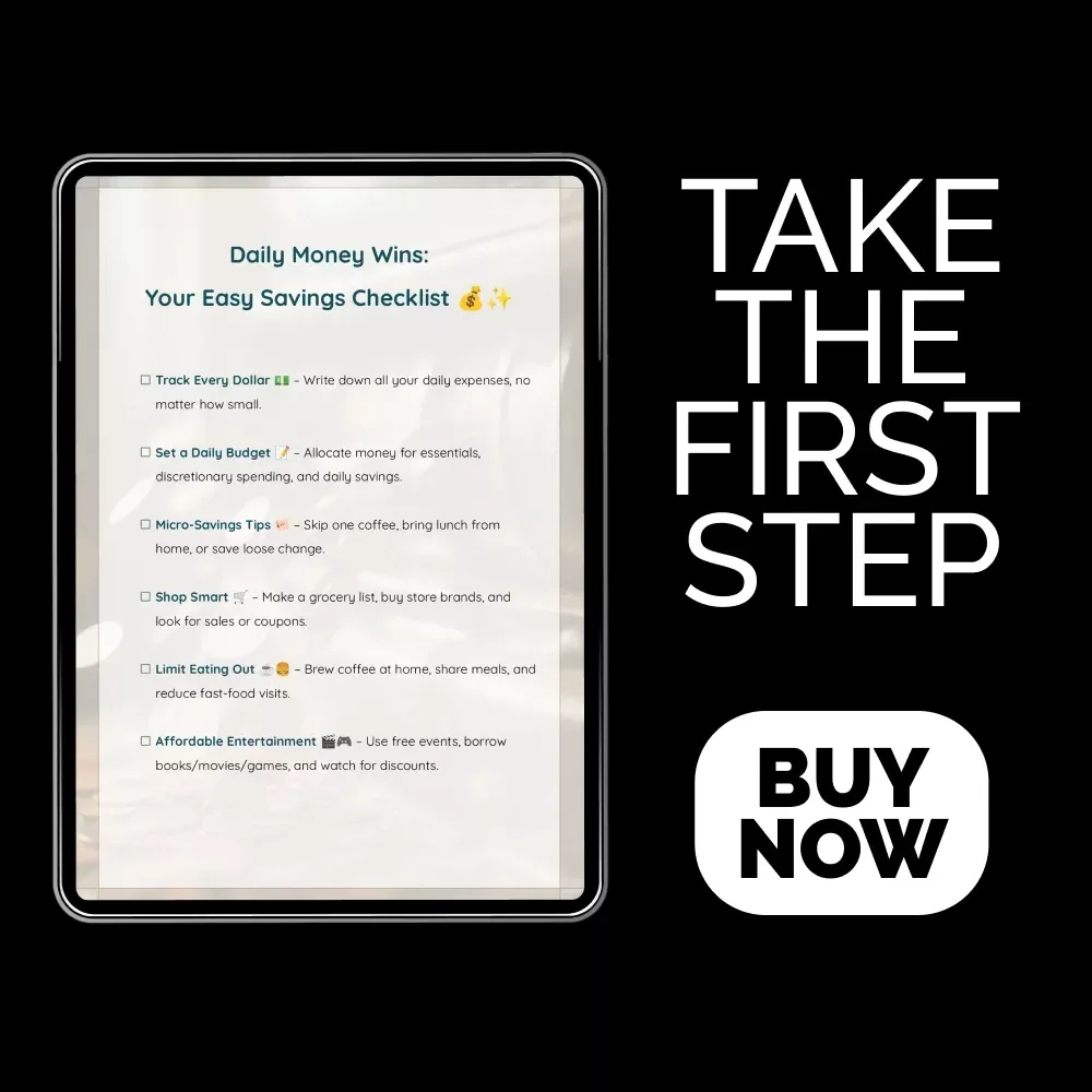 Daily Money Wins: Your Easy Savings Checklist 💰✨ | Printable Daily Budget Checklist | Simple Habits & AI Tools for Anyone Learning How to Save Money Daily