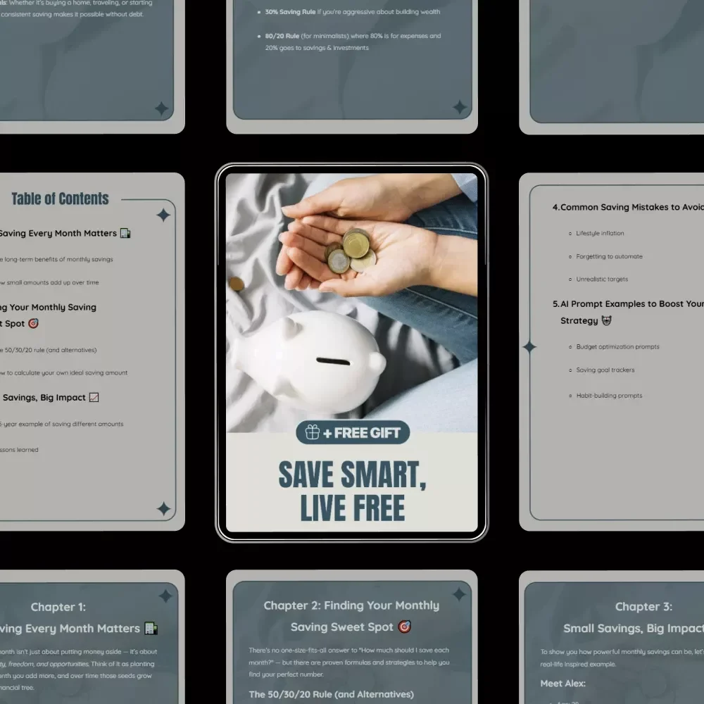 Save Smart, Live Free – Practical Money-Saving Ebook | How Much to Save a Month Guide for Beginners & Goal-Getters